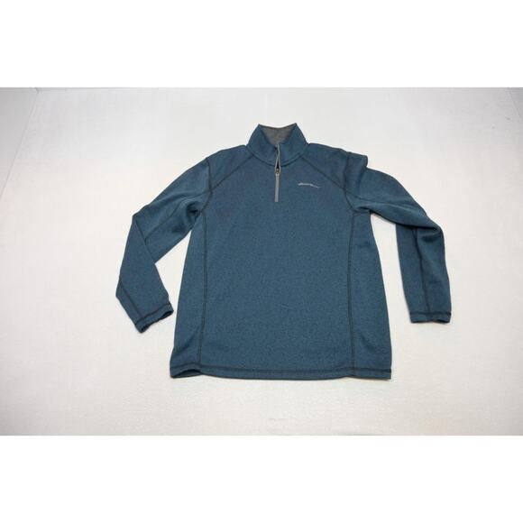 Eddie Bauer Camp Sweater 1/4 Zip Fleece Pullover Marled Blue Mens Size Medium - Picture 5 of 10